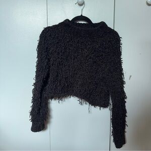 Urban Outfitters Textured Cropped Sweater Black